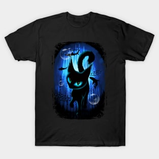 Aquaticat - Black Cat in Deep Ocean Fantasy Scenery Surreal Art T-Shirt